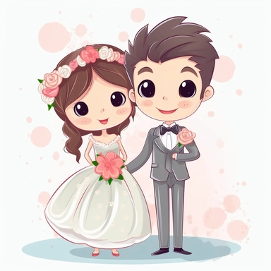 wedding clipart of bride and groom smiling together stock photo and, in the style of cute and dreamy, valentine hugo