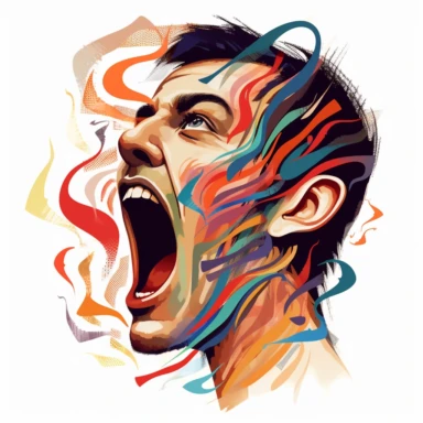 clipart-style image of a person twisting their tongue with language tongue twisters written around them c:90