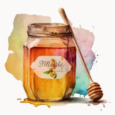 watercolor honey and stick, clipart, no words