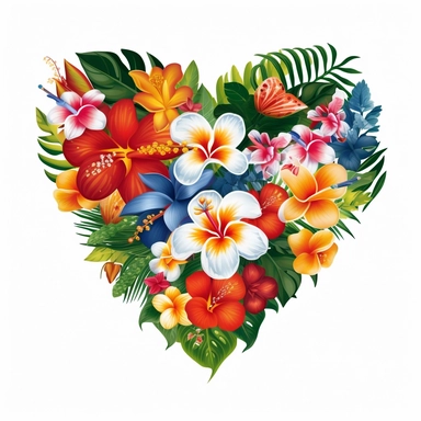 heartshaped, hawaiian flowers, clipart