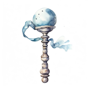 Watercolor vintage blue baby rattle on a white background Clipart