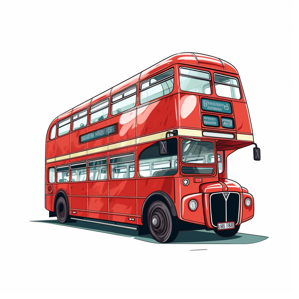 A Classic Double-decker Bus Clipart Against A White Background. The 