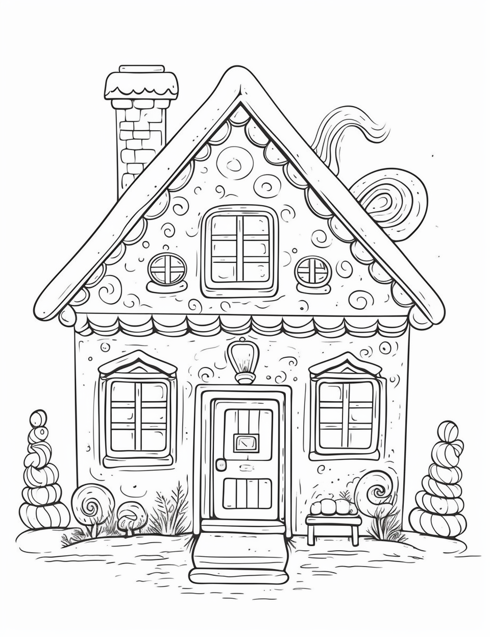 gingerbread house, clip art, coloring page, simple, line art, isolated ...