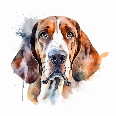 American English Coonhound dog, water color style, clipart, white background
