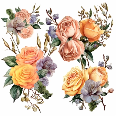 Roses Floral Bouquets clipart