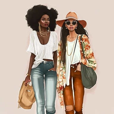 Soul Best Friends Clipart, Girlfriends, full body, fashion, pretty face