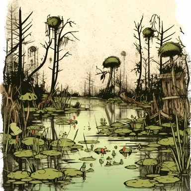 swamp clipart, grunge style