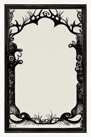Vintage Halloween gothic style page border, decorative page frame, Vintage fall clipart victorian gothic illustration, photo realistic gothic illustration, art in the style of mc scher winifred luten paul poire and albrecht durer, black ink sketch, black and white, vector, vector illustration