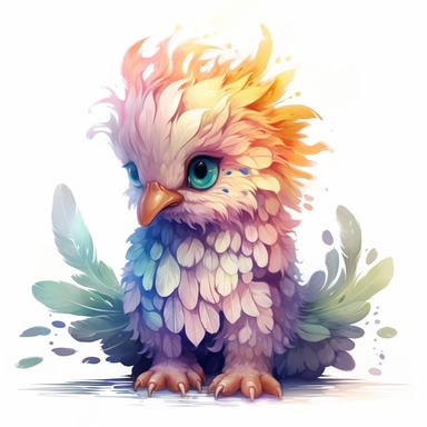 baby griffin, clipart, intense white and deep pastel colors, dnd, watercolor, no background, isolated on a white background, self contained, well defined edges, by amy sol and magali villeneuve and susan bourdet and ross tran, spaced out, glowy, intricate, 8k