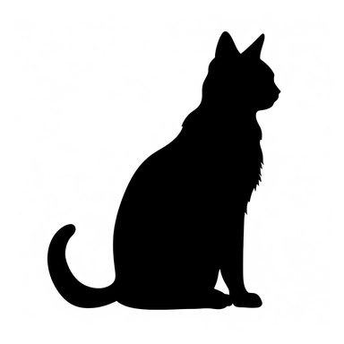 cat, svg, silhouette: : 7 simplified, bold lines, clipart, black on white background