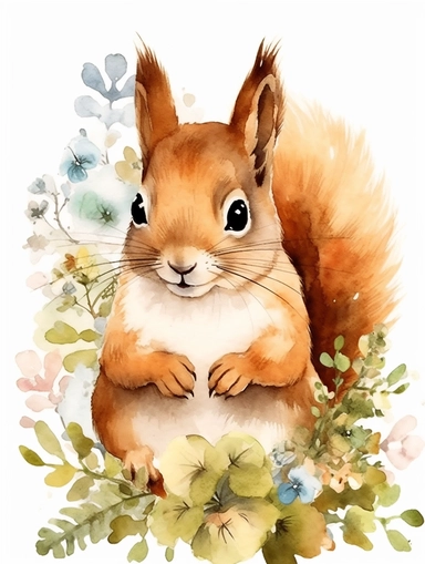 Squirrel Watercolor Clipart, Cute Baby Shower Graphics