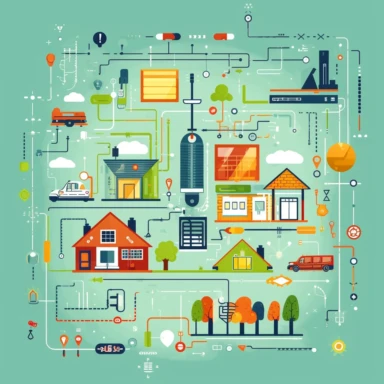 The Internet of Things and Energy Efficiency: The Benefits of Smart Grid, clipart, schematic