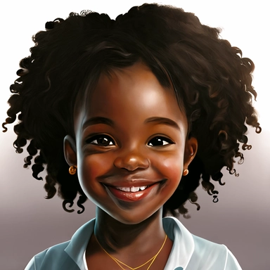 clipart of black young girl smiling and happy