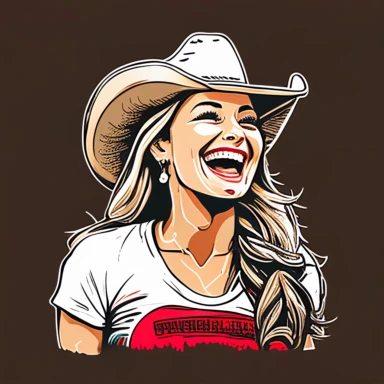 clipart, cartoon, laughing bachelorette in cowboy hat, Nashville