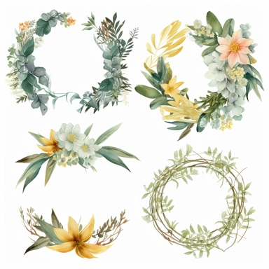single botanical wreath clipart