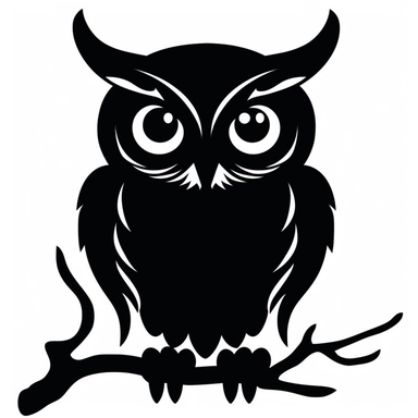 cute simple Halloween clip art black silhouette cut out of owl