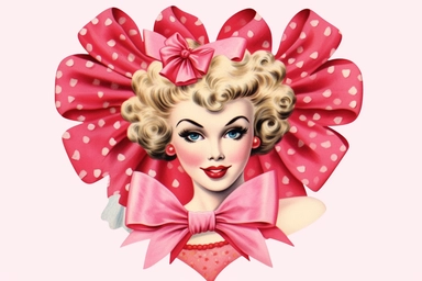 1950s Pin up girl valentines day watercolor clipart