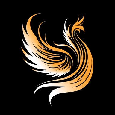bird-line-drawing-phoenix-logo-symbol-silhouette-line-art-stencil-feather-png-clipart, gold background, simple black phoenix, curved shape