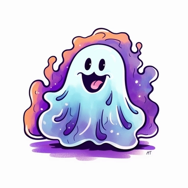 cute halloween ghost, duotone, vivid colors, clipart, whitebackground
