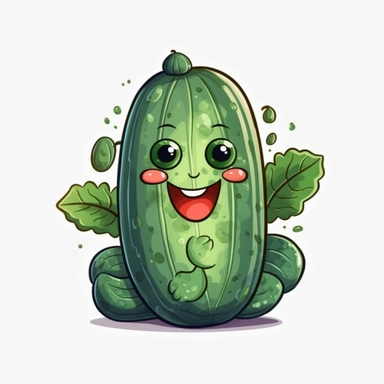 cute Cucumber, happy and smiling, bold line, clipart, sticker, white background, no shadow, 8k detail