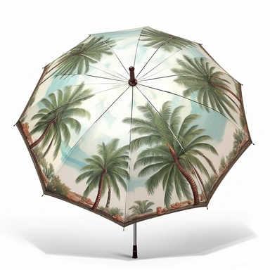 right side coconute trees,Beach Umbrella, Deck Sublimation Clipart,hyper realistic, intricate detail, illustration style,high solution,on the white background