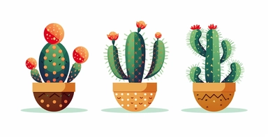 clean, cactus design, clip art style on a white background
