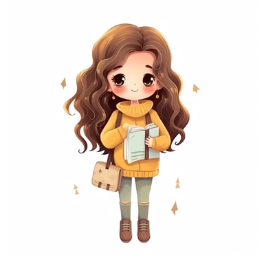 cute girl, clipart, planner girl clipart, cottagecore, standing