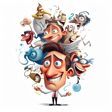 Emotional Agility with a Twist of Humor, artwork, clipart style, white background