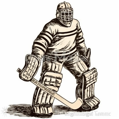 clipart of hockey goalie, white background, charicature