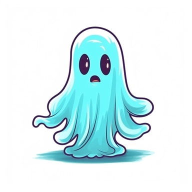 simple and cute halloween ghost, duotone, vivid colors, clipart, whitebackground