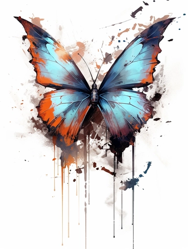 one butterfly colorful on a white background, in the style of florian nicolle, realistic clipart, serge marshennikov, orange, fantastical creatures, sky-blue and maroon, conceptual painting, no watermark, text,,professional lighting,cinematic lighting, long shadows, saturated contrast, hyperdetailed,32k,v--5.0