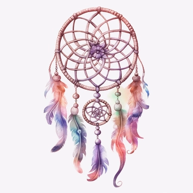 dream catcher, clipart, intense white and deep pastel colors, dnd, watercolor, no background, isolated on a white background, self contained, well defined edges, by amy sol and magali villeneuve and susan bourdet and ross tran, spaced out, glowy, intricate, 8k