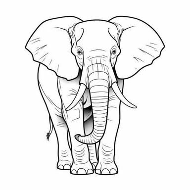 super minimalistic simple [elephant] outline, line art, black and white, bold and thick lines, uncluttered spaces for coloring, no shading, clipart, isolated image, coloring page style,--aspect 16:9, 300 dpi s 1000 niji