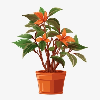 Clipart, vector, potted plant, with transparent background