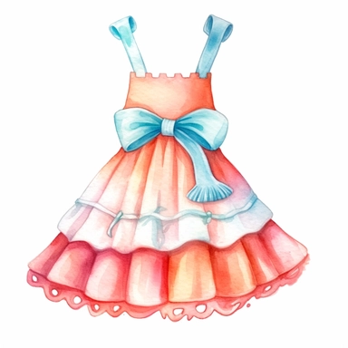 watercolor clipart of an apron, pretty and cute, vintage homely vibes, isolated on white background