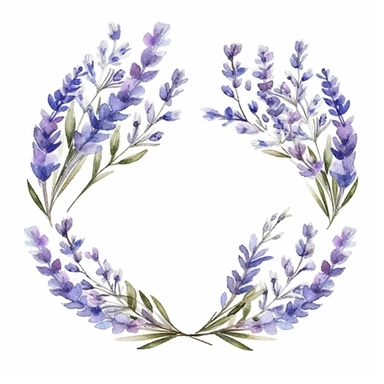 Adorable watercolor retro garland of lavender flowers for wedding invitation, watercolor clipart, high quality clipart, no background, high details