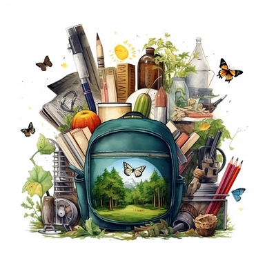 stationery, books, notebooks, pencils, backpacks, folders, globes, computers, and many more, illustrations, clipart, meticulously hand-illustrated, bringing the beauty of nature, white background