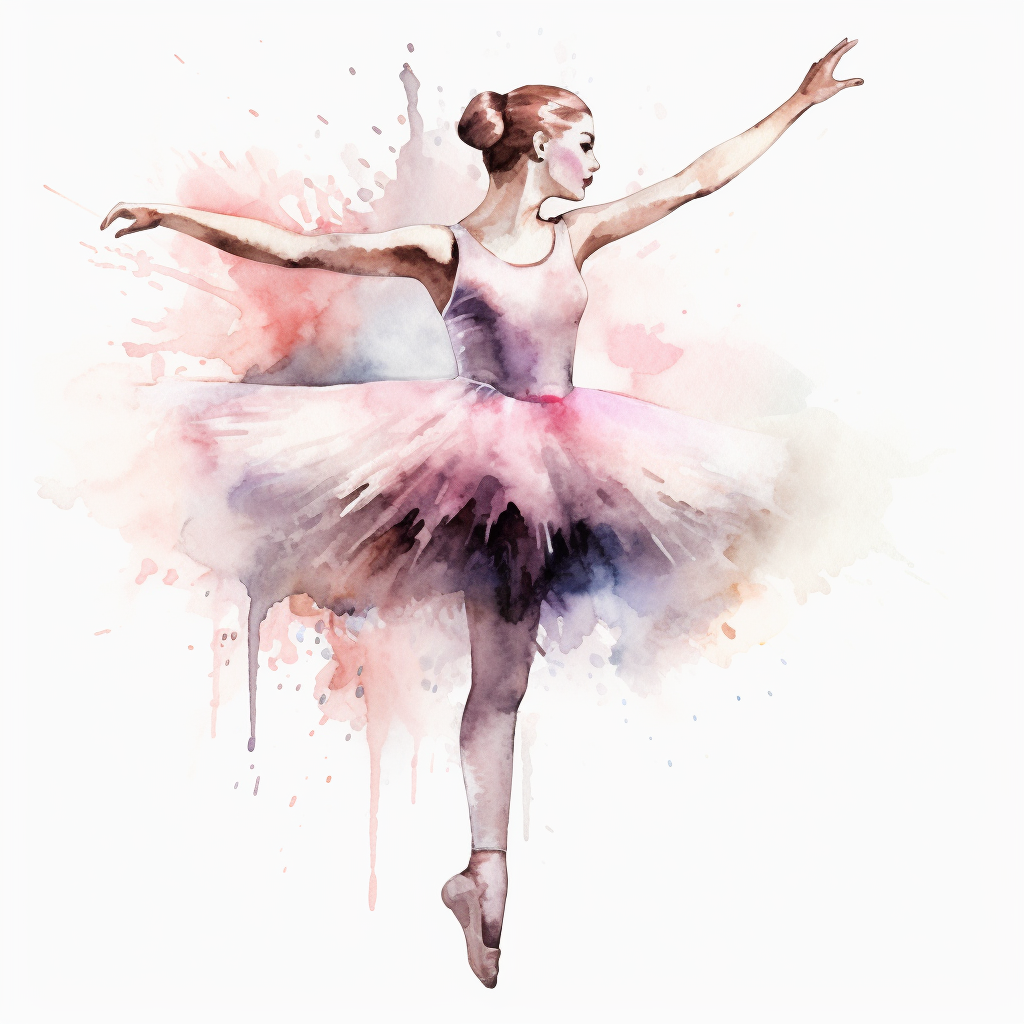 Create a clipart of a watercolor painting of a ballet dancer with a ...