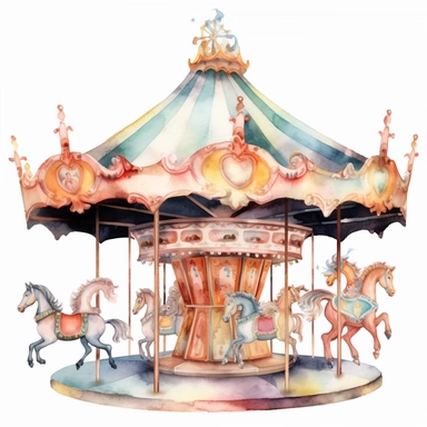 Carousel Element Watercolor Sublimation Clipart, Clipart, white background, no watermark, no text, no word,