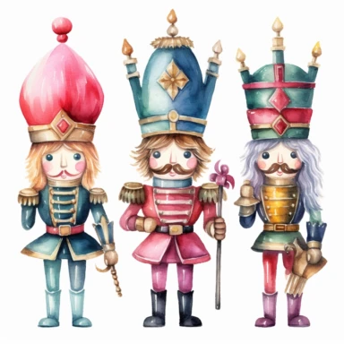 Cute christmas nutcracker watercolor clipart