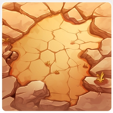 simple crack in ground, desert, video game asset, isometric, top down, hand drawn, level art, low contrast, no borders, soft lightning, smooth edges, atmospheric effects, spatial concept art, muralist, clipart, ps1 graphics, deconstructed object, 2d, plain background