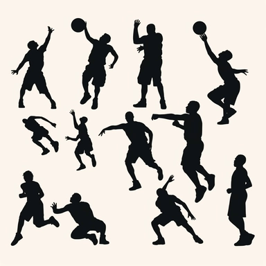 basketball stickers in the style of bansky, clip art