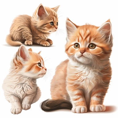 Cute Kitten Clipart for creating cards, flyers