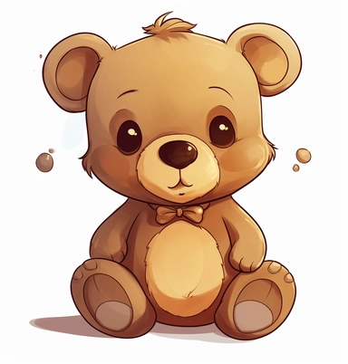 cute teddy bear clipart, in the style of playfully conceptual, brown
