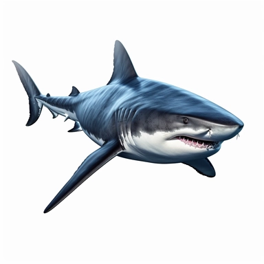 a single clipart image png graphic of a Hyper Realistic Aquatic Vibrant Dark Black Big Shark Clipart Ocean Animals, Sea Life