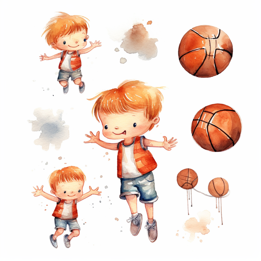Set Of Cute Cartoon Children Or Kids, Girls And Boys, Play Sports