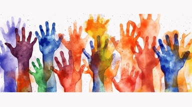 Watercolor youth hands victory, world youth day,banner ,clipart, white background