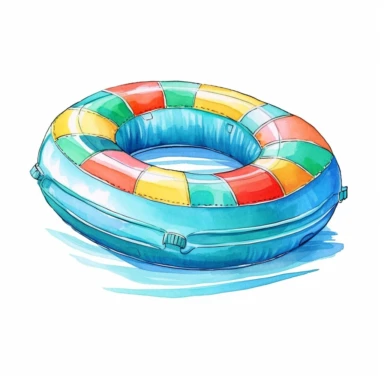 watercolor clipart illustration of a inflatable pool toy, cute, white background