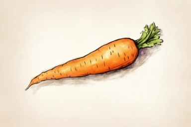 watercolor art of one horizontal carrot clipart with fine black outline, subtle pastel color variations, 4k uhd