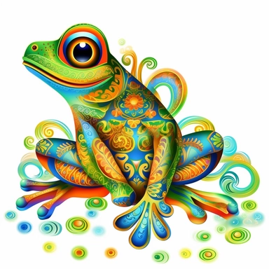 aquatic clipart of cute frog sitting on filigree single tropicalpunk stroke of paint